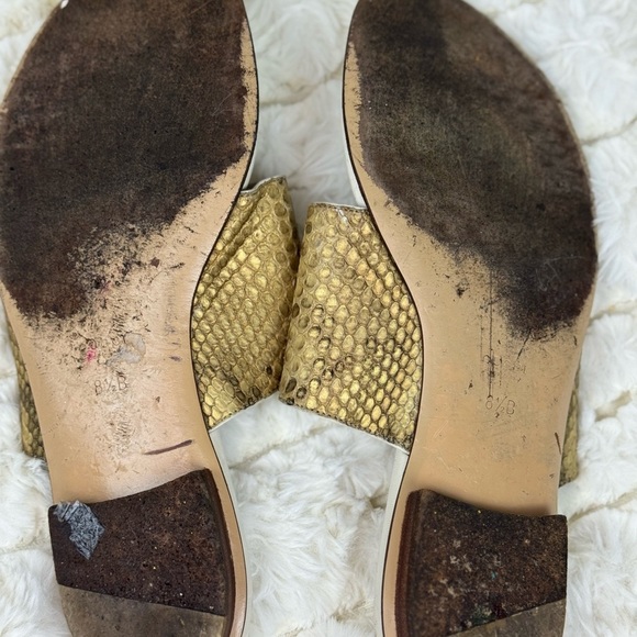 Gucci Gold Snake Skin Metallic Sandals Size 8 1/2 - Picture 8 of 10